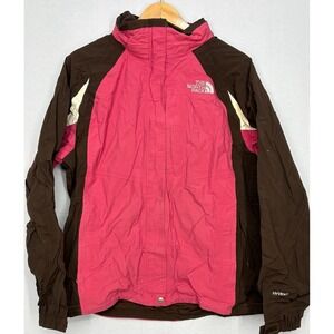 The North Face HyVent Triclimate Jacket Womens Pink Brown Hooded Full Zip Large
